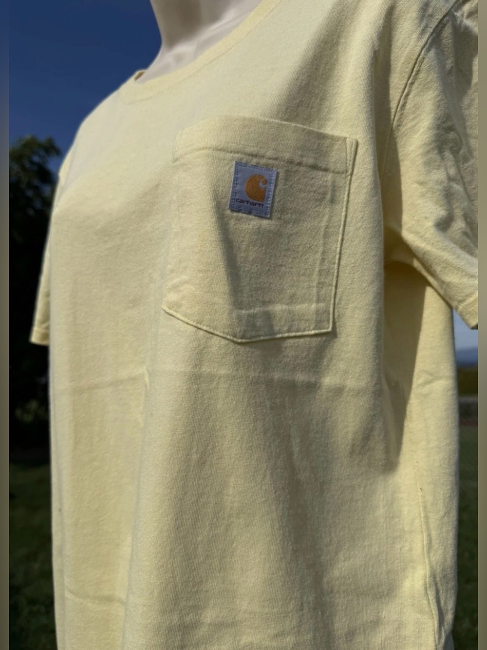 Carhartt Pocket T Shirt Yellow Loose Fit Heavyweight Cotton Small - Picture 5 of 10